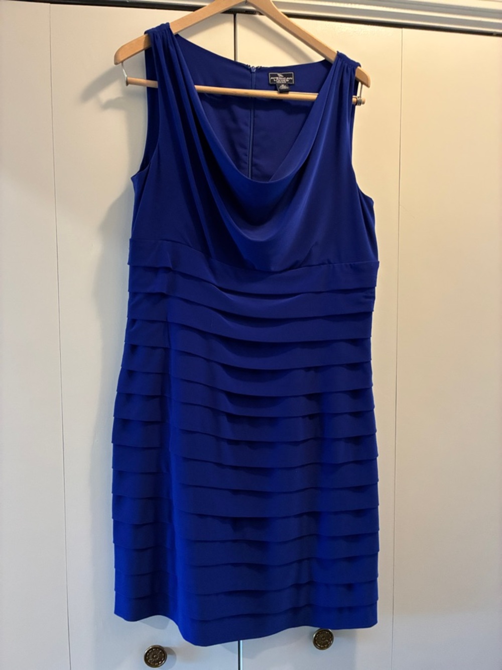 American Living Cowl Neck Royal Blue Tiered Midi Dress